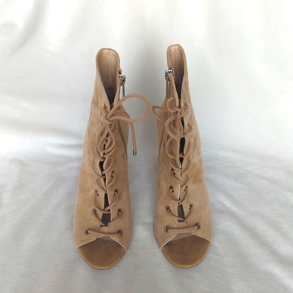 BCBGeneration | Lace Up Open Toe Genuine Suede Leather Booties - Picture 11 of 11